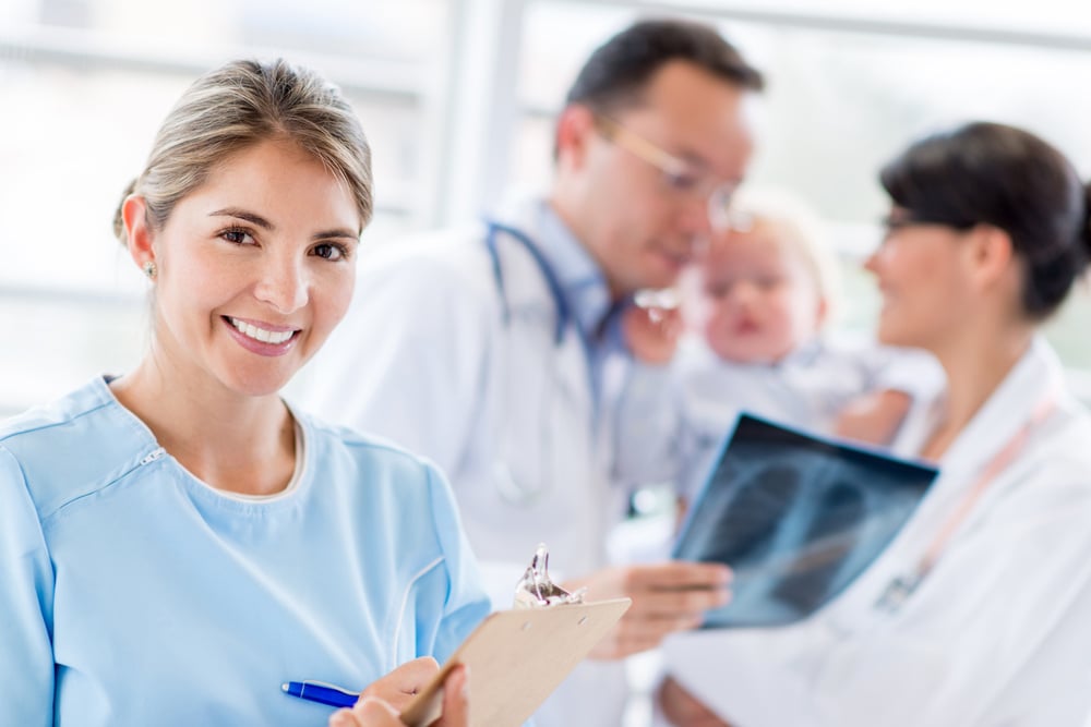 Nurse at the hospital working at the pediatrics wing